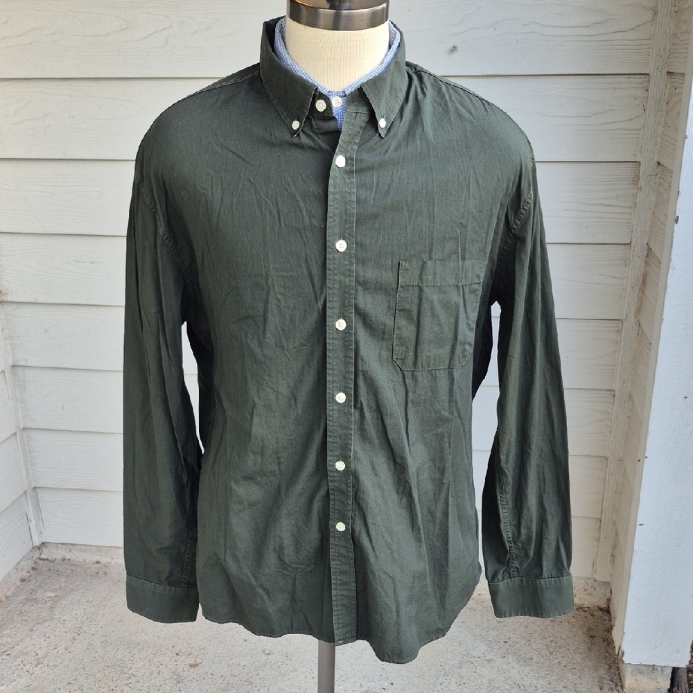 CORRIDOR NYC‎ Recent Dark Solid Green Cotton USA Mens Sz XXL Long Sleeve Shirt